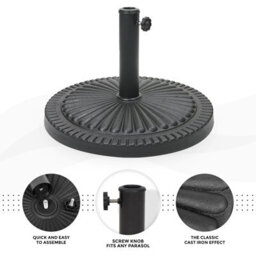 Crystals 14Kg Parasol Base Umbrella Stand Patio Garden Heavy Duty Weighted Black Outdoor - thumbnail 2