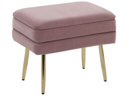 Beliani Velvet Pink Storage Bench With Gold Legs, Hidden Storage, W49 X D34 X H43Cm - thumbnail 3
