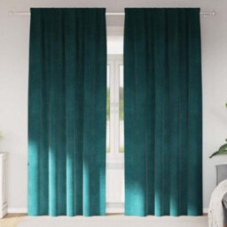 Berkfield Blackout Curtains With Top Tape 2 Pcs Dark Green Velvet