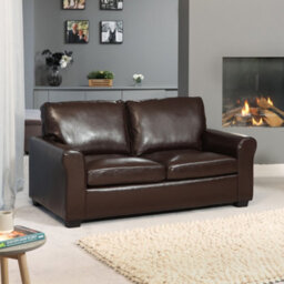 Lauderdale Bonded Leather 3 Seat Sofa With Pull Out Sofa Bed - Brown