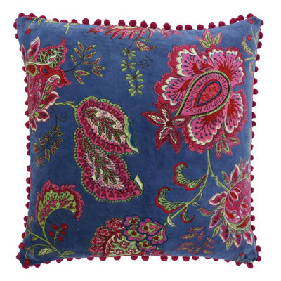 Paoletti Malisa Floral Pom-Pom Polyester Filled Cushion