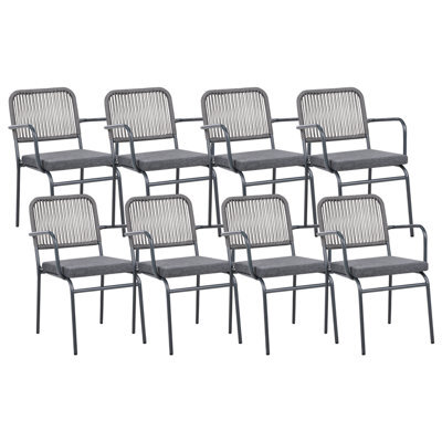 Beliani Set Of 8 Garden Chairs With Cushions Taceno Metal Grey - image 1