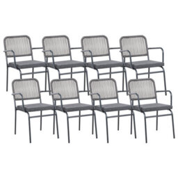 Beliani Set Of 8 Garden Chairs With Cushions Taceno Metal Grey - thumbnail 1
