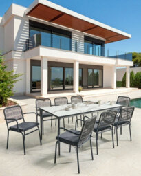 Beliani Set Of 8 Garden Chairs With Cushions Taceno Metal Grey - thumbnail 2