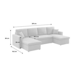 Sweeek - 4-Seater Panoramic Sofa Bed In Fabric Urban Dark Heather Grey 281X142X86 Cm - thumbnail 9