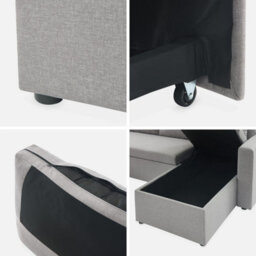 Sweeek - 4-Seater Panoramic Sofa Bed In Fabric Urban Dark Heather Grey 281X142X86 Cm - thumbnail 6