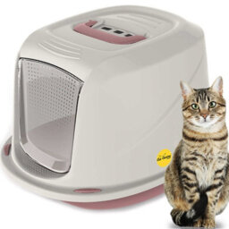 Cat Centre.Direct Cat Centre Jumbo Pink Cat Hooded Set: Litter Tray + Scoop + Tray Mat + Carbon Filter - thumbnail 2