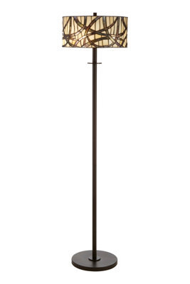 Orsina Decorative Branch Floor Lamp, Tiffany Style Brown Glass Shade With Nature-Inspired Motif, Iron Frame Lighting - image 1