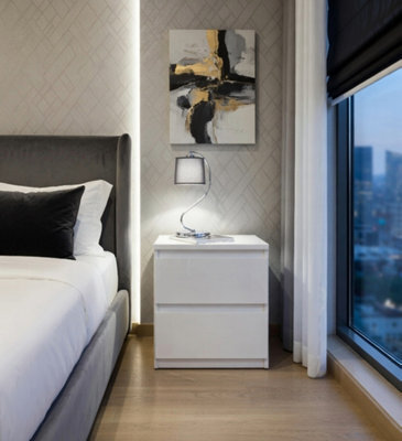 Amos Mann Furniture Lucia White High Gloss Bedside Table - image 1