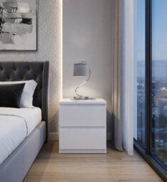Amos Mann Furniture Lucia White High Gloss Bedside Table - thumbnail 3