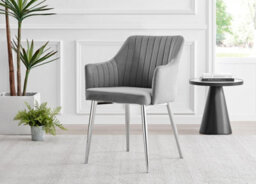 Furniturebox Uk Novara White High Gloss Round Dining Table & 4 Grey Calla Silver Leg Chairs - thumbnail 8