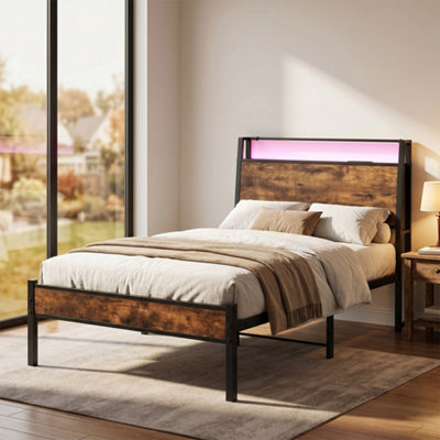 Levede Single Bed Frame Platform Storage Headboard Charging Station Led Light - image 1