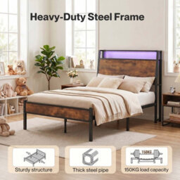 Levede Single Bed Frame Platform Storage Headboard Charging Station Led Light - thumbnail 9