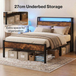 Levede Single Bed Frame Platform Storage Headboard Charging Station Led Light - thumbnail 8