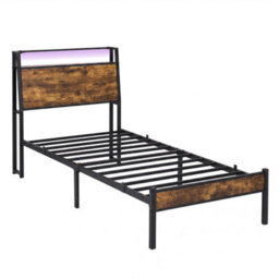 Levede Single Bed Frame Platform Storage Headboard Charging Station Led Light - thumbnail 3