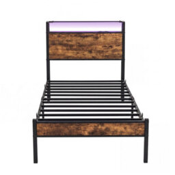 Levede Single Bed Frame Platform Storage Headboard Charging Station Led Light - thumbnail 2