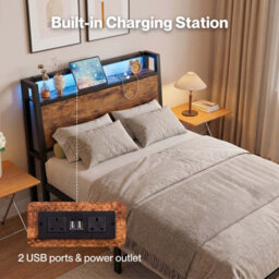 Levede Single Bed Frame Platform Storage Headboard Charging Station Led Light - thumbnail 5