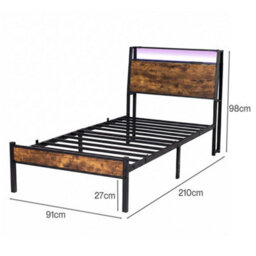 Levede Single Bed Frame Platform Storage Headboard Charging Station Led Light - thumbnail 4