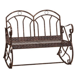 Garden Antique Rocking Chair Metal Bench One Double Seater 2-Seat Armrest F - thumbnail 1