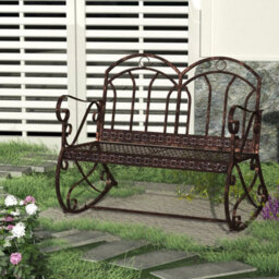 Garden Antique Rocking Chair Metal Bench One Double Seater 2-Seat Armrest F - thumbnail 6