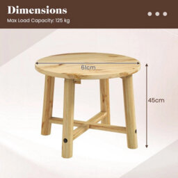 Outdoor Side Table With Solid Wood Structure, Natural - thumbnail 2
