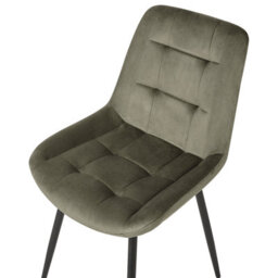 Beliani Set Of 2 Dining Chairs Melrose Velvet Olive Green - thumbnail 7
