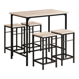 Sobuy Ogt11-N, Bar Set-1 Bar Table And 4 Stools 5 Pieces Breakfast Bar Set Furniture Dining Set,wood Veneer,w100Xd60Xh87
