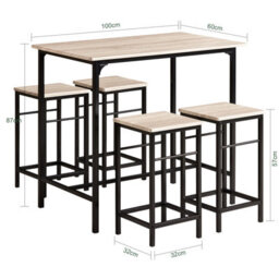 Sobuy Ogt11-N, Bar Set-1 Bar Table And 4 Stools 5 Pieces Breakfast Bar Set Furniture Dining Set,wood Veneer,w100Xd60Xh87 - thumbnail 3