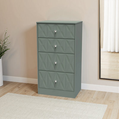 Genoa Ready Assembled Matt Green No Effect 4 Drawer Deep Chest (H)1063mm (W)746mm (D)395mm - image 1