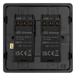 Long Life Lamps Company Matt Black 2 Gang 2 Way Led Dimmer 5W To 100W Screwless Bl353Led - thumbnail 4