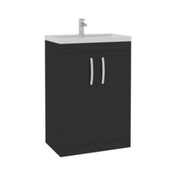 Royal Bathrooms Turin 600mm Matt Black Floor Standing Vanity Unit 2 Door With Mid-Edge Basin - thumbnail 6