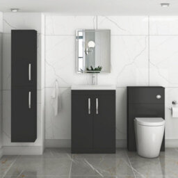 Royal Bathrooms Turin 600mm Matt Black Floor Standing Vanity Unit 2 Door With Mid-Edge Basin - thumbnail 4