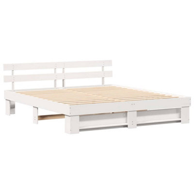 Berkfield Modern With Headboard White 180 X 200 Cm Solid Pine Wood - image 1
