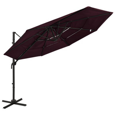 Berkfield 4-Tier Parasol With Aluminium Pole Bordeaux Red 3X3 M - image 1