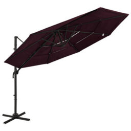Berkfield 4-Tier Parasol With Aluminium Pole Bordeaux Red 3X3 M - thumbnail 1