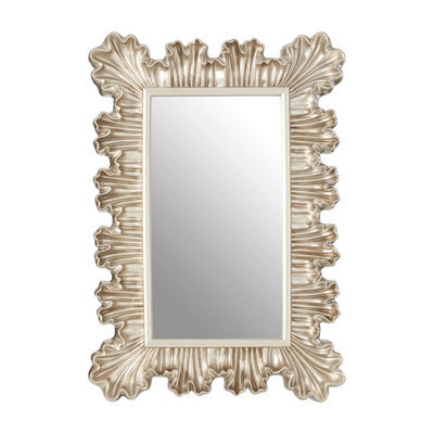 Orsina Champagne Finish Clamshell Design Wall Mirror,symmetrical Pleated Hanging Mirror,perfect Mounted Mirror - image 1