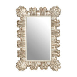 Orsina Champagne Finish Clamshell Design Wall Mirror,symmetrical Pleated Hanging Mirror,perfect Mounted Mirror - thumbnail 1