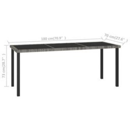 Vidaxl Garden Dining Table Grey 180X70X73 Cm Poly Rattan - thumbnail 5