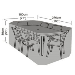 Primrose Rectangular 6 Seater Furniture Set Cover 270Cm X 89Cm - Super Tough - Dark Green - thumbnail 1