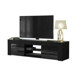 Tv Unit 130Cm Modern Black With High Gloss Doors - Creative Furniture - thumbnail 2