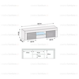 Tv Unit 130Cm Modern Black With High Gloss Doors - Creative Furniture - thumbnail 4