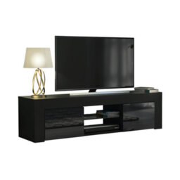 Tv Unit 130Cm Modern Black With High Gloss Doors - Creative Furniture - thumbnail 7