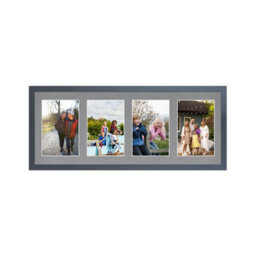AK Frames 50X20Cm Dark Grey Sleek Multi Photo Frame With Mid Grey Mount - Holds 4 Apertures (4X) 6X4 Photos - thumbnail 1