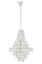 Orsina Classical Silver Leaf Chandelier, 12 Bulb Teardrop Glass Pendant Light, Vintage-Inspired Ceiling Light