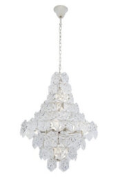 Orsina Classical Silver Leaf Chandelier, 12 Bulb Teardrop Glass Pendant Light, Vintage-Inspired Ceiling Light - thumbnail 3