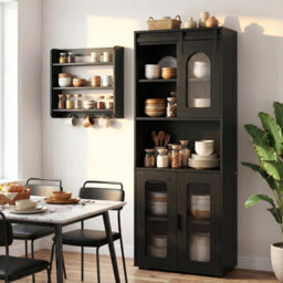 Black Farmhouse Bathroom Floor Cabinet 150 Cm Rustic Brown With Sliding Barn Door - thumbnail 3