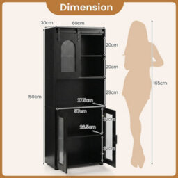 Black Farmhouse Bathroom Floor Cabinet 150 Cm Rustic Brown With Sliding Barn Door - thumbnail 2