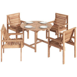 Outsunny Garden Dining Set, Round Table And Chairs W/ Parasol Hole, Natural - thumbnail 2