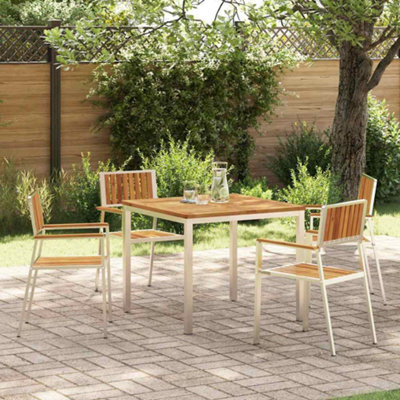 Berkfield Garden Dining Set 5 Pcs Brown Solid Acacia Wood - image 1
