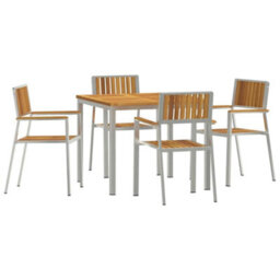 Berkfield Garden Dining Set 5 Pcs Brown Solid Acacia Wood - thumbnail 2